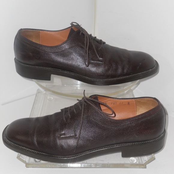 SALVATORE FERRAGAMO MEN BROWN LEATHER SHOES 11 M